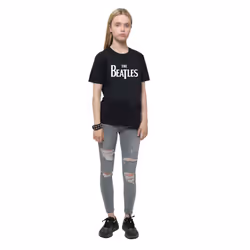 The Beatles Childrens/Kids Drop Logo T-Shirt - 7-8 Years, Black