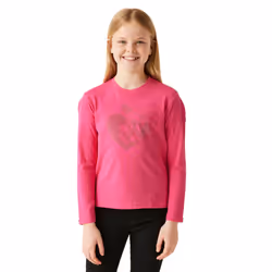 Regatta Childrens/Kids Wenbie III Hearts & Flowers Long-Sleeved T-Shirt - 7-8 Years, Hot Pink