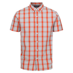Regatta Mens Denmoor Checked Shirt - S, Silver Grey/Rusty Orange