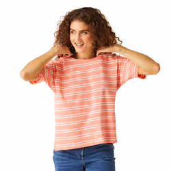 Regatta Womens/Ladies Abaya Striped T-Shirt - 18 UK, Shell Pink/White