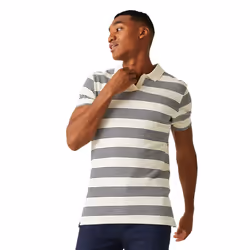 Regatta Mens Tempete Stripe Polo Shirt - S, Antique White/Navy