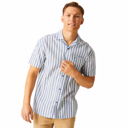 Regatta Mens Shorebay II Stripe Short-Sleeved Shirt - XL, Coronet Blue/White