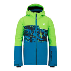 Dare 2B Childrens/Kids Traverse II Camo Ski Jacket - 7-8 Years, Green Flash/Kingfisher Blue