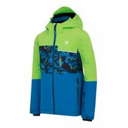 Dare 2B Childrens/Kids Traverse II Camo Ski Jacket - 7-8 Years, Green Flash/Kingfisher Blue