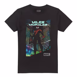 Spider-Man Mens Neon City T-Shirt - S, Black