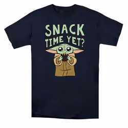 Star Wars Mandalorian Mens Snack Time Yet? Grogu T-Shirt - 4XL, Navy