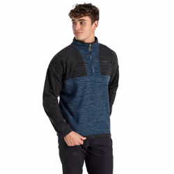 Craghoppers Mens Esk Colour Block Melange Half Zip Fleece Top - S, Blue Stone