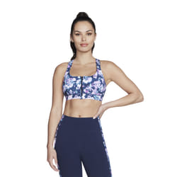 Skechers Womens/Ladies Misty Floral Zip Front Sports Bra - L, Blue/Lavender