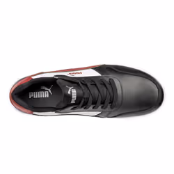 Puma Safety Mens Frontcourt Leather Low Safety Trainers - 7 UK, Black/White/Red