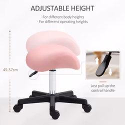 HOMCOM Saddle Stool Adjustable Rolling Salon Chair for Massage Spa Beauty Pink