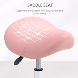 HOMCOM Saddle Stool Adjustable Rolling Salon Chair for Massage Spa Beauty Pink - Additional view 4