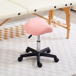 HOMCOM Saddle Stool Adjustable Rolling Salon Chair for Massage Spa Beauty Pink - Additional view 5