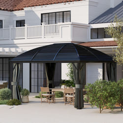 Outsunny 3 x 4m Hardtop Gazebo Aluminium Garden Pavilion Dark Grey