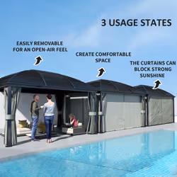 Outsunny 3 x 4m Hardtop Gazebo Aluminium Garden Pavilion Dark Grey