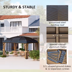 Outsunny 3 x 4m Hardtop Gazebo Aluminium Garden Pavilion Brown