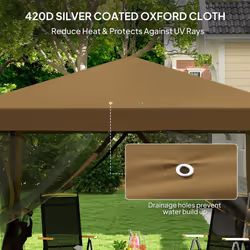 Outsunny Heavy Duty Pop Up Gazebo with Removable Mesh Sidewall Khaki