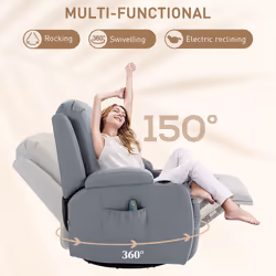 HOMCOM Manual Recliner Chair with 8 Vibration & Heat, Light Grey