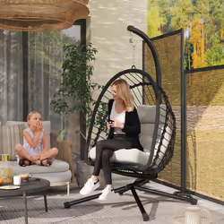 Outsunny PE Hanging Swing Chair w/ Thick Cushion, Patio Hanging Chair, Black