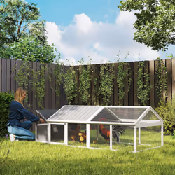 PawHut Wooden Chicken Run with Nesting Box, Openable Roof, for 4-8 Chickens