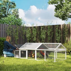 PawHut Wooden Chicken Run with Nesting Box, Openable Roof, for 4-8 Chickens