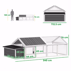 PawHut Wooden Chicken Run with Nesting Box, Openable Roof, for 4-8 Chickens