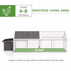 PawHut Wooden Chicken Run with Nesting Box, Openable Roof, for 4-8 Chickens