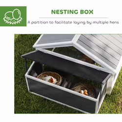 PawHut Wooden Chicken Run with Nesting Box, Openable Roof, for 4-8 Chickens - Additional view 6