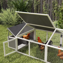 PawHut Wooden Chicken Run with Nesting Box, Openable Roof, for 4-8 Chickens - Additional view 8