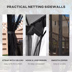 Outsunny Gazebo Party Tent Canopy Sun Shade for Patio Garden 3x3(m)
