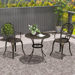 Outsunny 3PCs Bistro Set,  Aluminium Garden Table and Chairs Bronze Tone