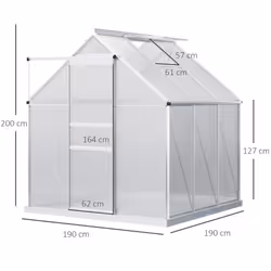 Outsunny Polycarbonate Walk-in Garden Greenhouse w/ Sliding Door Silver Tone