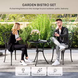 Outsunny 3 PCs Garden Bistro Set Outdoor Garden Furniture Set w/ Umbrella Hole
