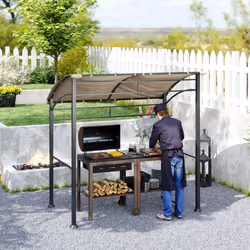 Outsunny 2.2 x 1.5 m BBQ Gazebo Tent Sun Shade with Canopy, Khaki