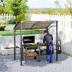 Outsunny 2.2 x 1.5 m BBQ Gazebo Tent Sun Shade with Canopy, Khaki