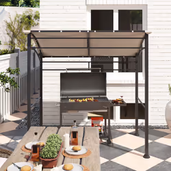 Outsunny 2.2 x 1.5 m BBQ Gazebo Tent Sun Shade with Canopy, Khaki - Additional view 7
