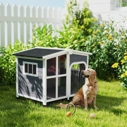 PawHut Wooden Dog Kennel, Dog House with Removable Floor, Charcoal Grey