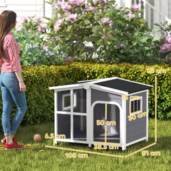 PawHut Wooden Dog Kennel, Dog House with Removable Floor, Charcoal Grey