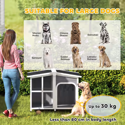 PawHut Wooden Dog Kennel, Dog House with Removable Floor, Charcoal Grey