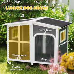 PawHut Wooden Dog Kennel, Dog House with Removable Floor, Charcoal Grey - Additional view 7