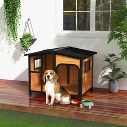 PawHut Wooden Dog Kennel, Dog House with Removable Floor, Yellow