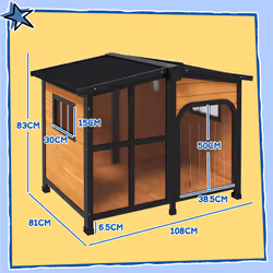 PawHut Wooden Dog Kennel, Dog House with Removable Floor, Yellow