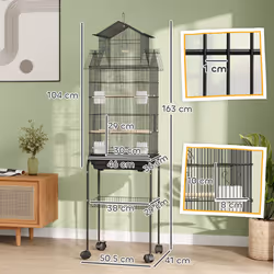 PawHut Metal Bird Cage w/ Perch, Food Container, Handle, for Finch, Canary - Additional view 6