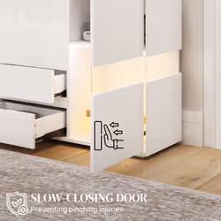 HOMCOM LED Sideboard, High Gloss Storage Cabinet with 4 Drawers, White - Additional view 4