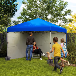 Outsunny 3x3 (M) Pop Up Gazebo Party Tent w/ 2 Sidewalls, Weight Bags Blue