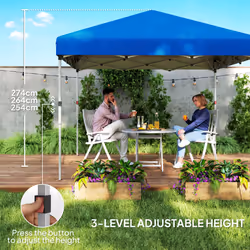 Outsunny 3x3 (M) Pop Up Gazebo Party Tent w/ 2 Sidewalls, Weight Bags Blue - Additional view 4