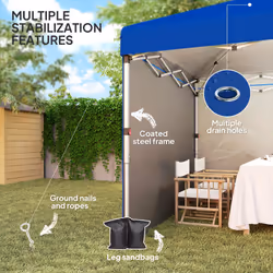 Outsunny 3x3 (M) Pop Up Gazebo Party Tent w/ 2 Sidewalls, Weight Bags Blue - Additional view 5