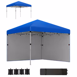Outsunny 3x3 (M) Pop Up Gazebo Party Tent w/ 2 Sidewalls, Weight Bags Blue - Additional view 8