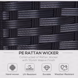 Outsunny Rattan Wicker 2-seat Sofa Loveseat Padded Garden Furniture Black