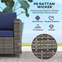 Outsunny Rattan Wicker 2-seat Sofa Loveseat Padded Garden Furniture Blue