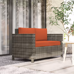 Outsunny Rattan Wicker 2-seat Sofa Loveseat Padded Garden Furniture Grey